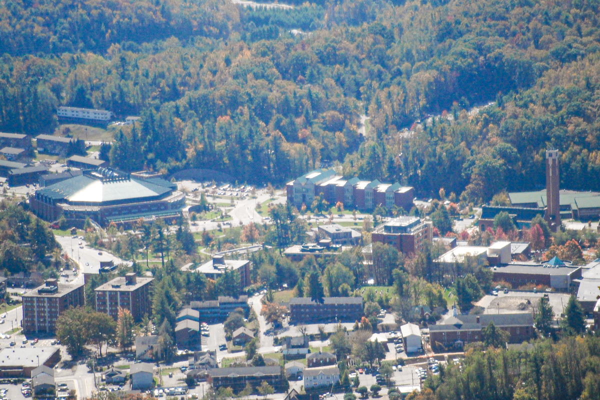 Appalachian State University campus viewed from Howard&#039;s Knob. David Sabb photo