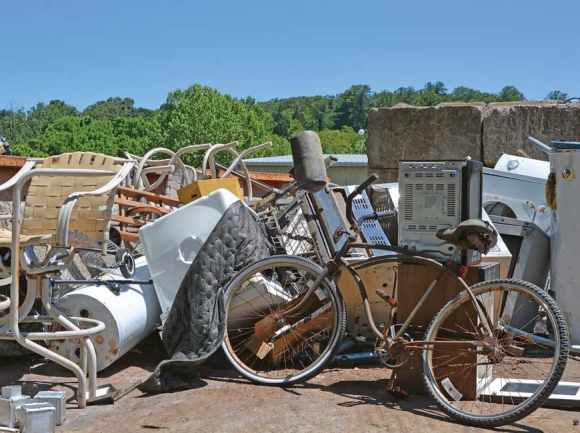 A pile of refuse awaits processing at Haywood County’s Materials Recycling Facility in Clyde. Cory Vaillancourt photo