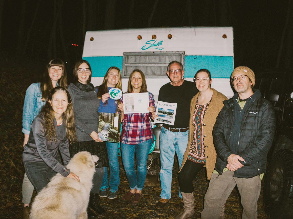 Pictured in front of the Retro Rest camper are Nancy Reeder, “Mingo,” Dani Hansen, Kristina Moe, Rachel Newcomb, Tim Litchford, Tasha Sebring and Colin Gooder. Donated photo