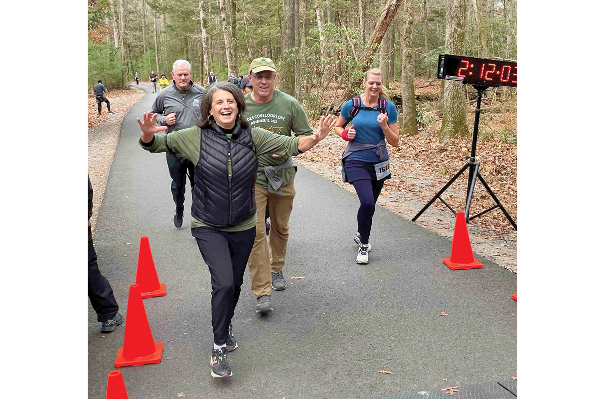 Runners race through the  finish line Sunday, Nov. 12.  Friends of the Smokies photo