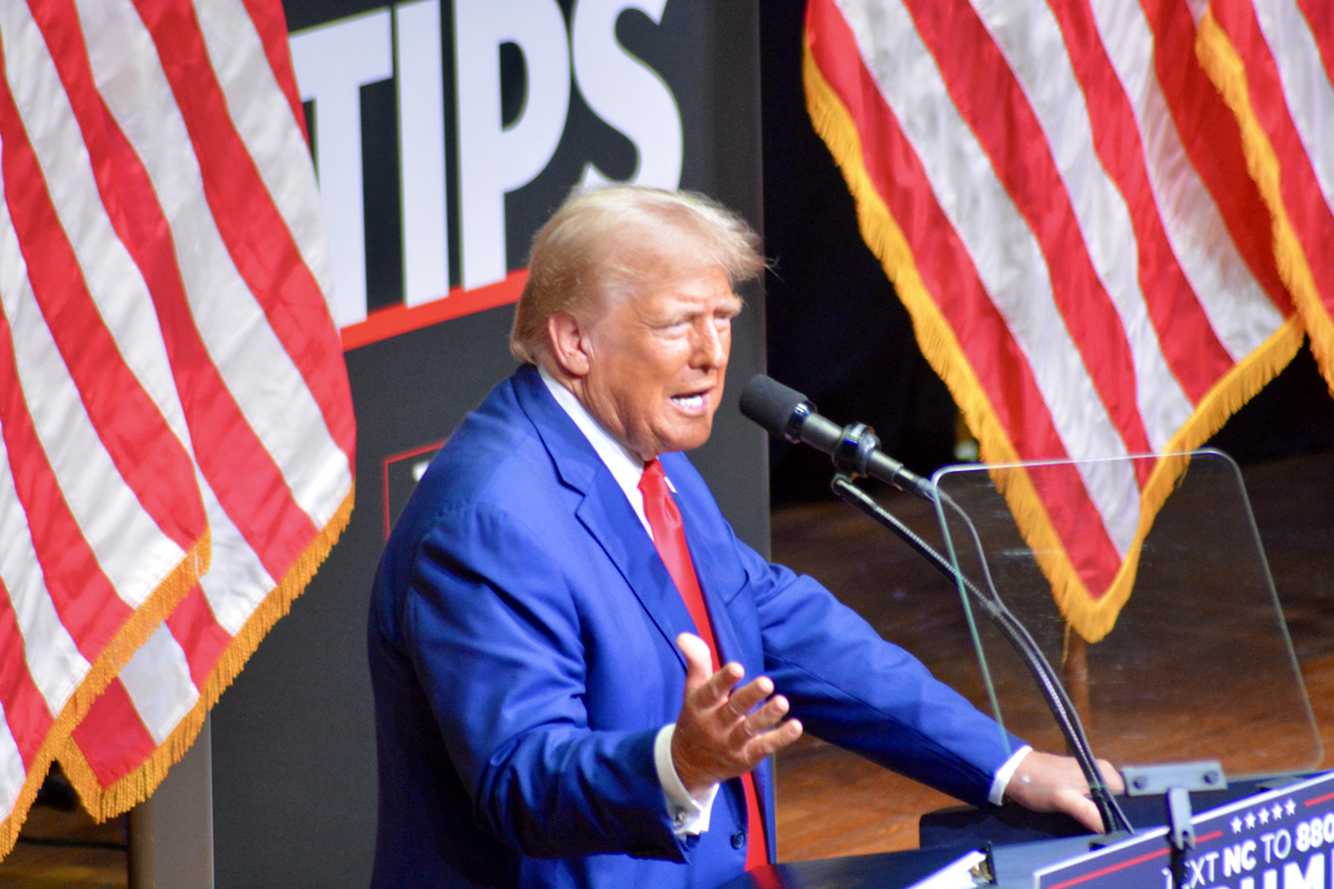 Former President Donald Trump speaks at an event in Asheville on Aug. 14, 2024. Cory Vaillancourt photo