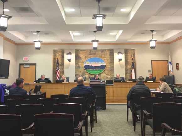 Waynesville aldermen addressed a mostly-empty room on March 24. Cory Vaillancourt photo