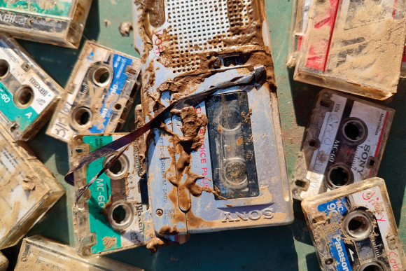 Destroyed tapes due to Hurricane Helene. Garret K. Woodward photo