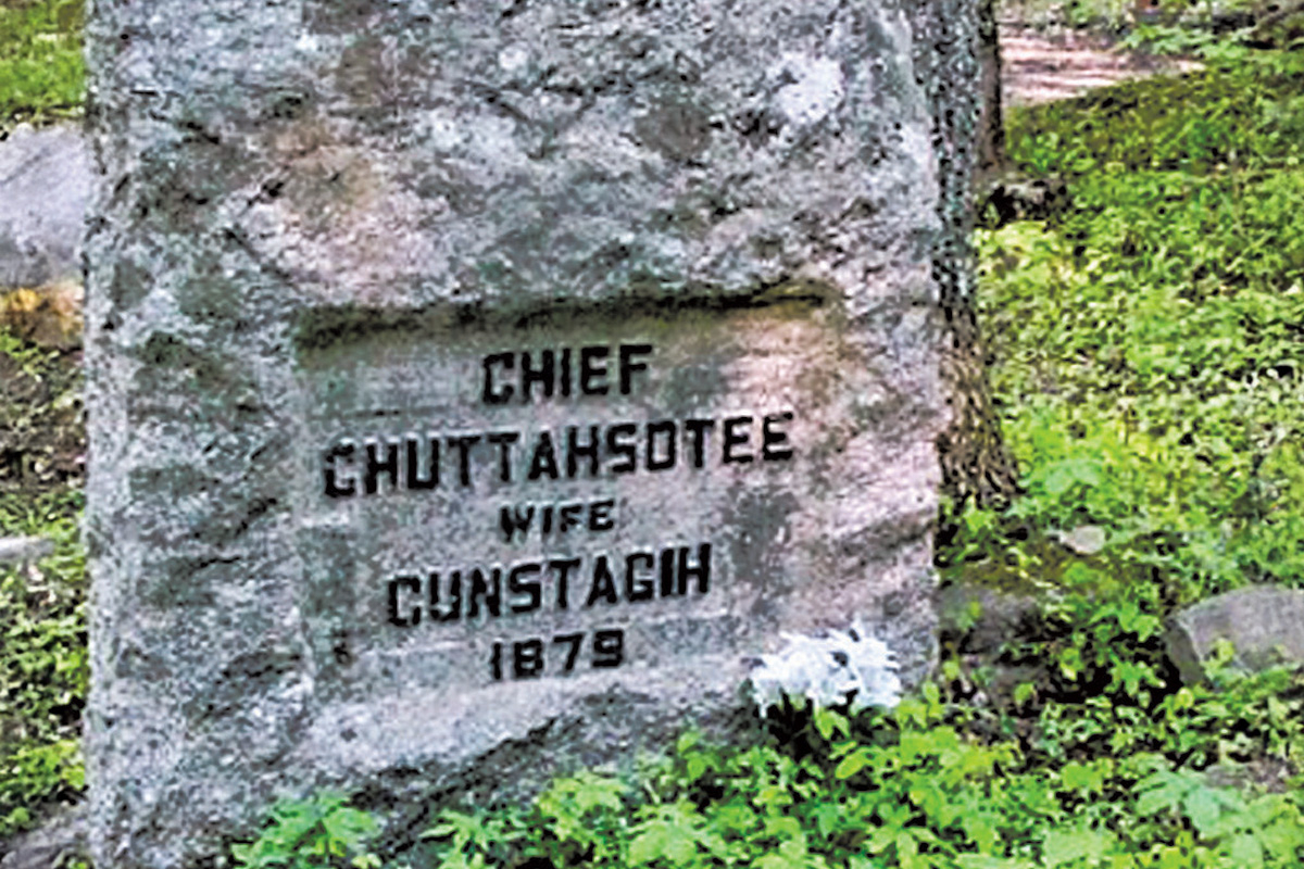 The graves of Chief Chuttahsotee and his wife Cunstaih are all that remains ofthe Cherokee settlement once known as Sand Town. Gary Carden photo