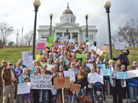Rally to ‘save health care’ draws crowd to downtown Sylva