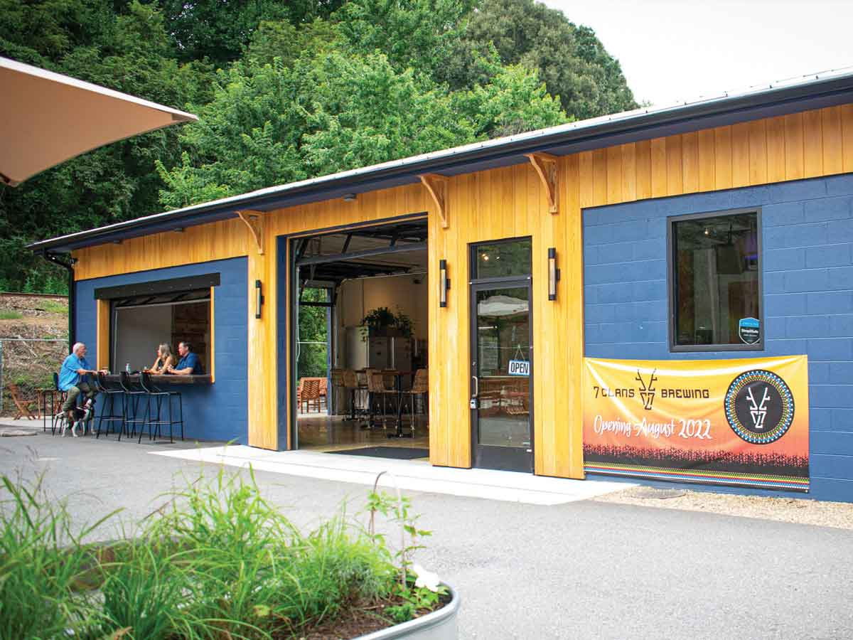 Located at 66 Sweeten Creek Road in Asheville, 7 Clans Brewing recently opened its Buncombe County taproom (above, left), which will also pour ales from Frog Level Brewing, its sister operation. (Donated photo)