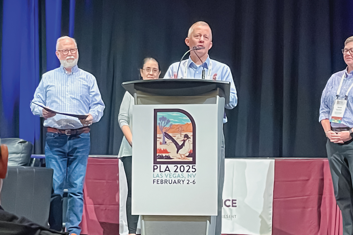 Blue Ridge Parkway Foundation Development Director George Ivey accepts the Outstanding Public Engagement Award from the Public Lands Alliance during the organization’s annual trade show and conference in Las Vegas. Donated photo