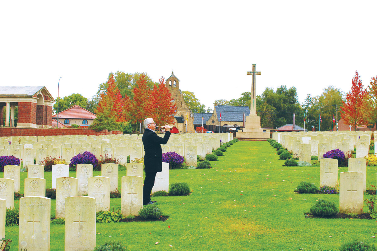 Ulrich plans to complete his project in October by playing at 70 more Commonwealth War Graves Commission cemeteries. Donated photo