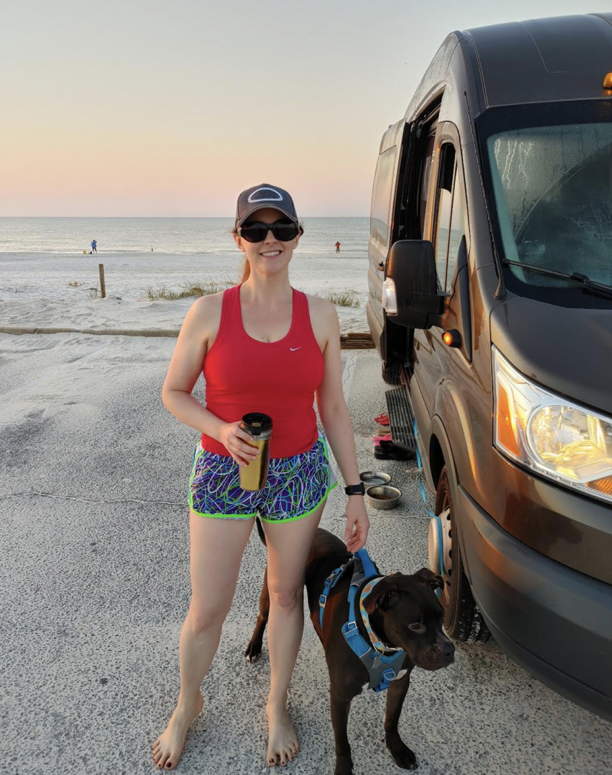 Wendolyn and her dog enjoying van life.