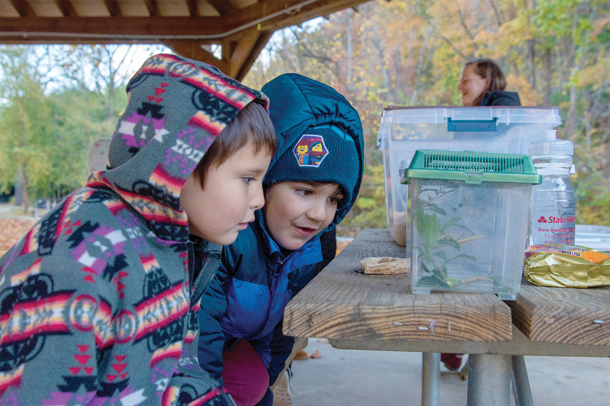 Children get an up-close look at some native creatures during Honoring Long Man Day in 2022. N.C. Arboretum photo