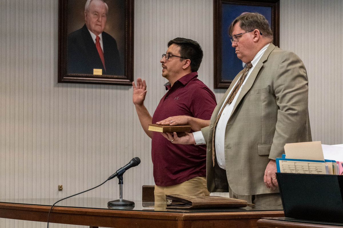 Standingdeer on left; his lawyer, Rich Cassady, right.