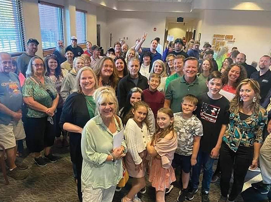 Dozens of people flooded the Waynesville Board of Aldermen meeting last week to protest a mask mandate that wasn’t on the board’s agenda. Donated photo