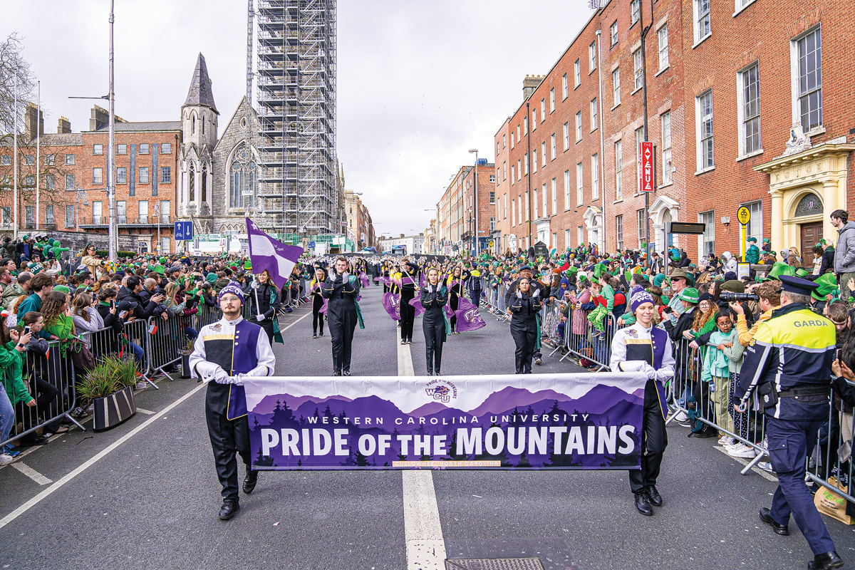 Western Carolina University’s Pride of the Mountains marching band performs in Dublin, Ireland, on March 17, 2024. WCU photo