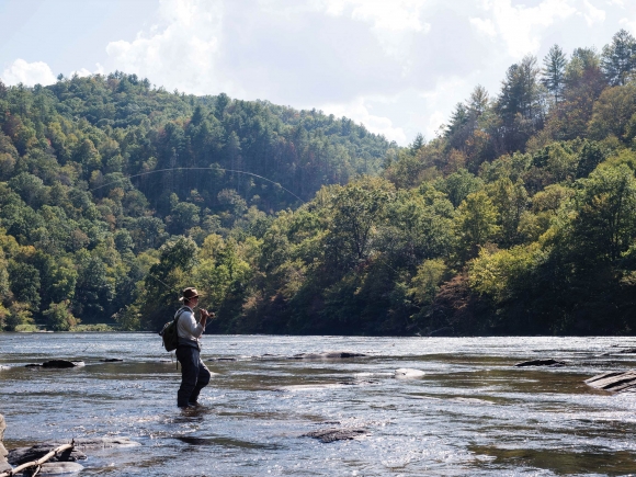 Clean water makes the Little Tennessee River popular for fly fishing. Hannah Furguiele photo