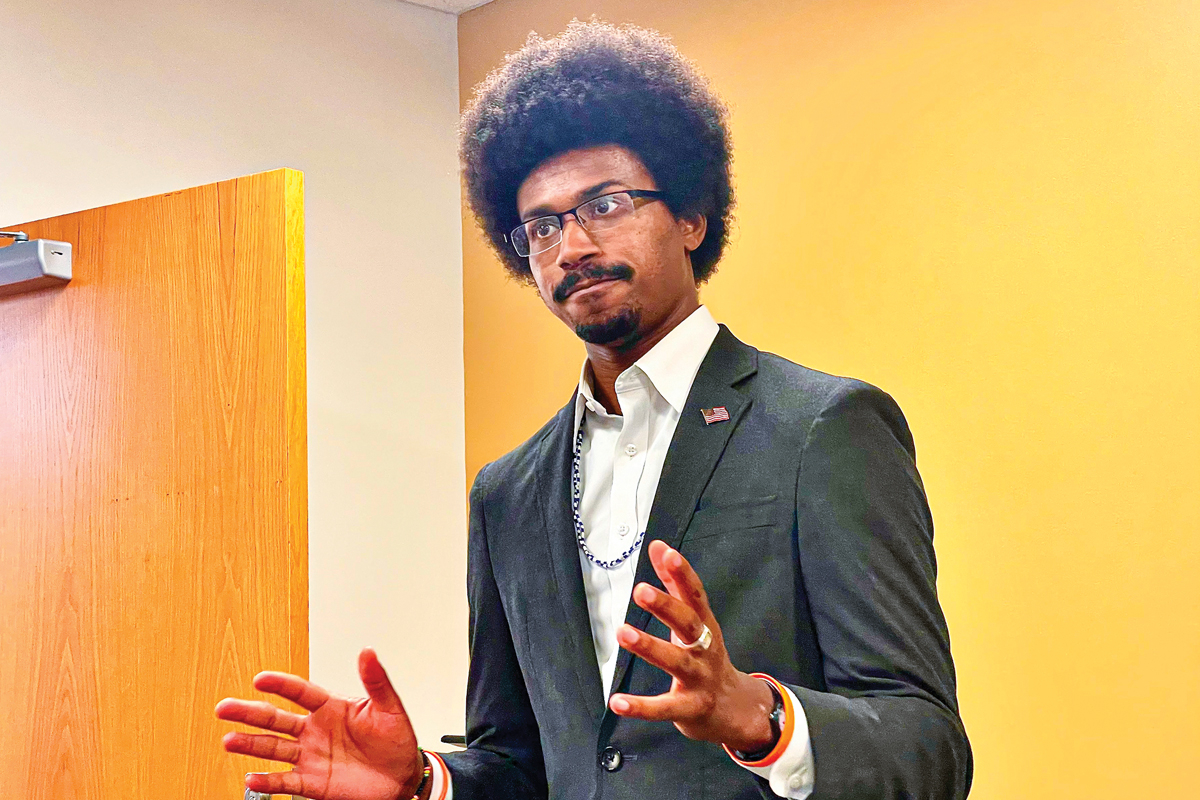 Rep. Justin J. Pearson of Memphis, Tennessee, speaks to a group of college Democrats at Western Carolina University. Cory Vaillancourt photo