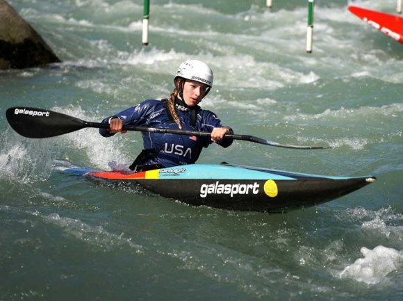 Evy Leibfarth trains on the water in Tacen, Slovenia, where she competed in the ICF World Cup No. 3 last month. 