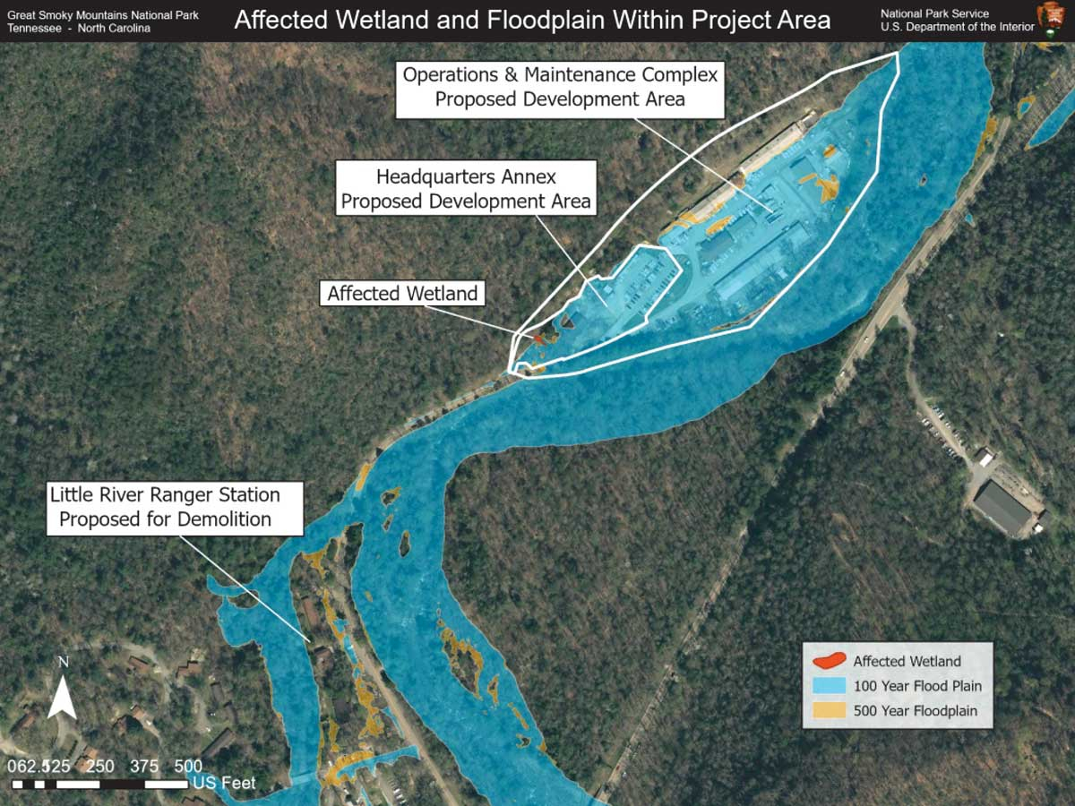 The Great Smoky National Park is planning construction and expansion of its aging headquarters facilities. GSMNP map