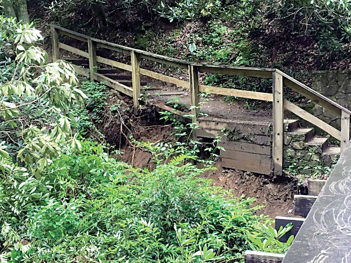 A new retaining wall now stabilizes the trail. USFS photo