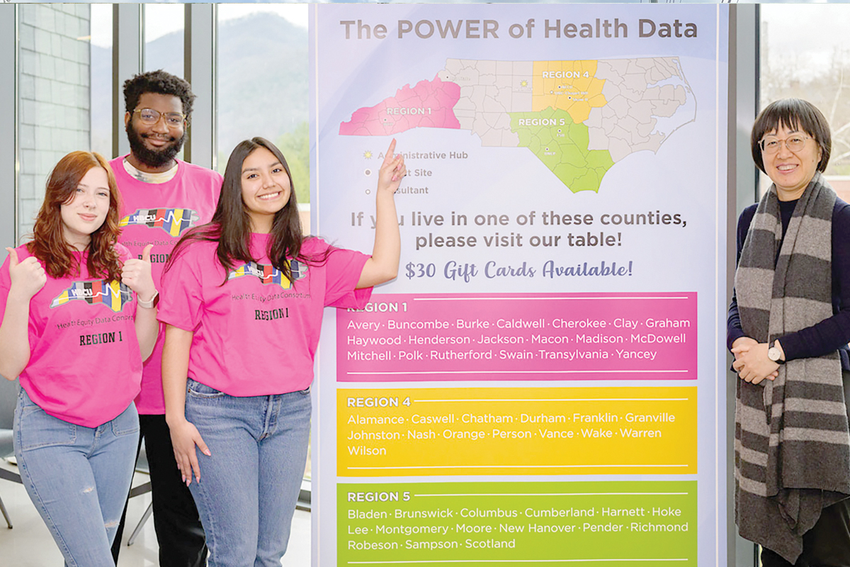 From left to right, WCU students Lola Hickey, Zekariah Lackey, Anjili Romero and Yiqing Yang, associate professor of sociology. Donated photo