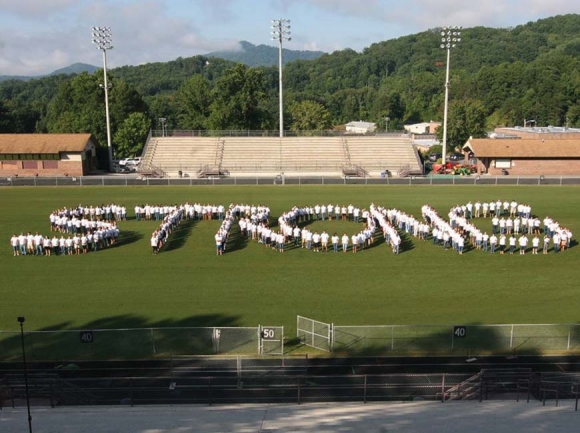 Swain County seniors spell out ‘STRONG’ at the beginning of the 2019-20 school year, not knowing what challenges would lie ahead. Donated photo