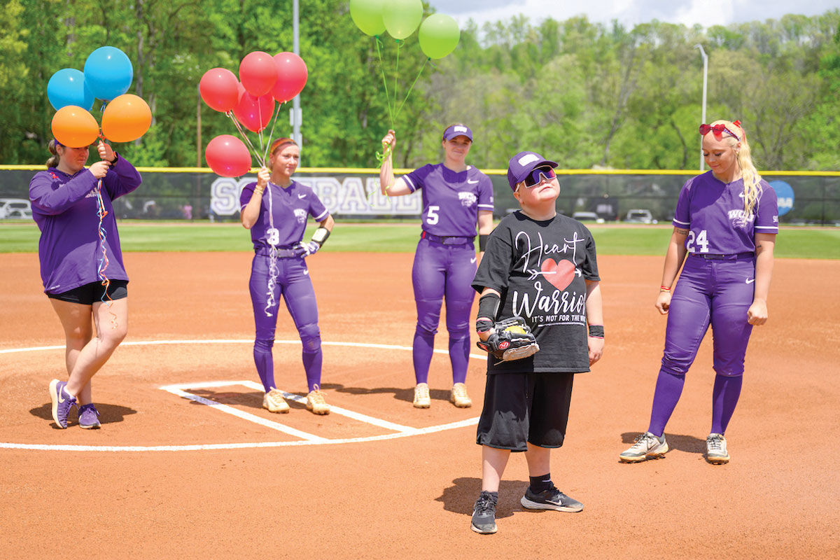 Drake celebrated his six-year heart transplant anniversary at the April 26 softball game at WCU. Donated photo