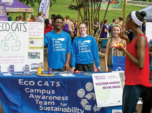 Recycling and sustainability success at WCU is partially a result of good communication about shared responsibility, say members of the student group Eco CATS. WCU photo  