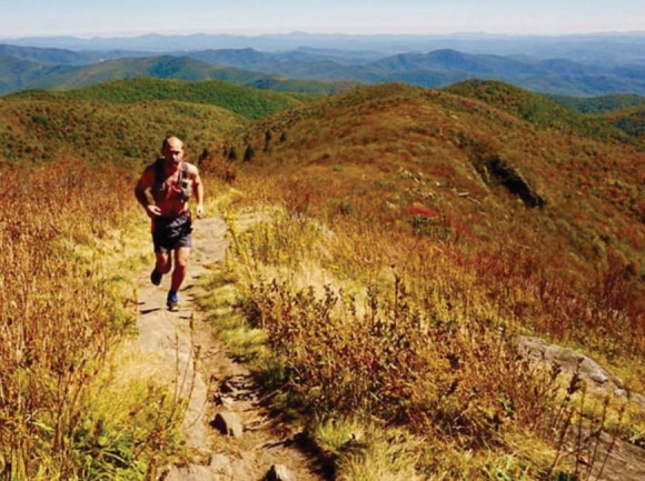 Andrew Shepherd runs the Art Loeb Trail at Tennant Mountain.  Steve Reinhold photo 