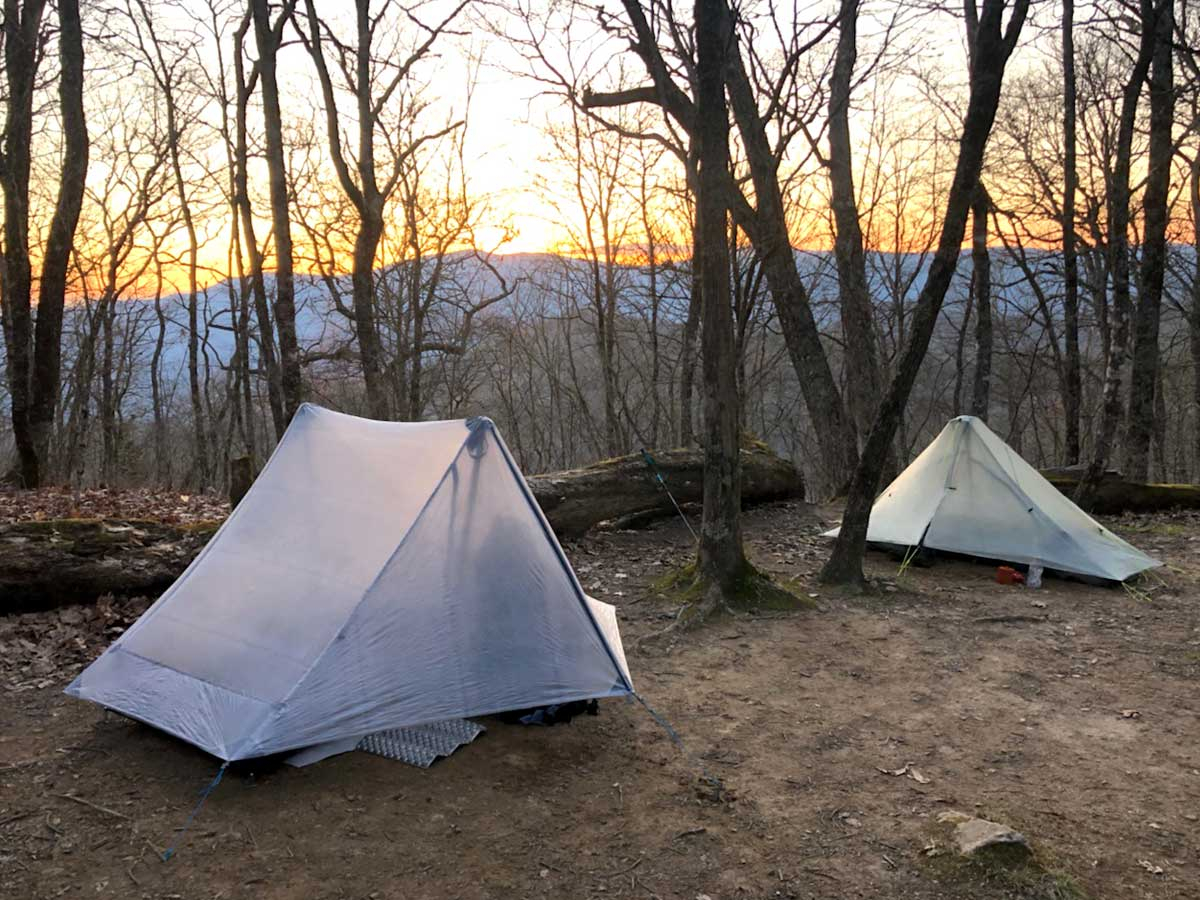 Hikers set up tents along the trailside. Donated photo