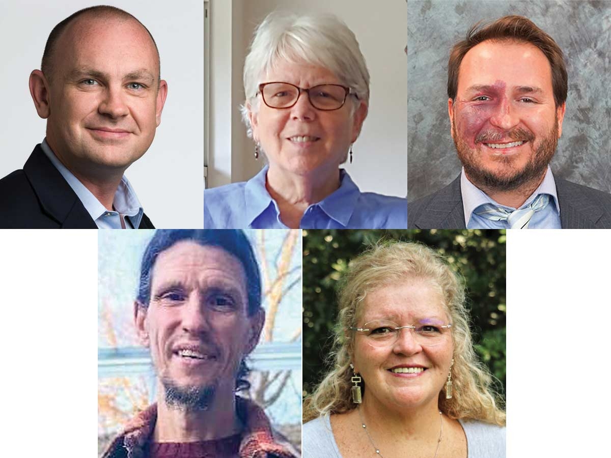 Clockwise, from top: Stacey Guffey, Rita Salain, David Culpepper, Frances Seay, and Jimbo Ledford.