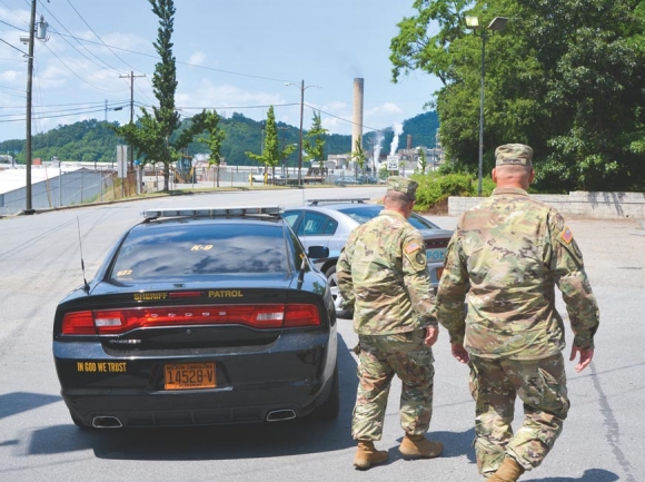 Members of the N.C. National Guard help conduct a training exercise in Canton in 2017. Cory Vaillancourt photo