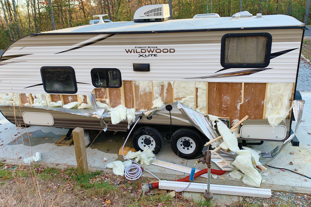 Campers woke up Nov. 12 to find their RV  severely damaged by a bear. N.C. State Parks photo
