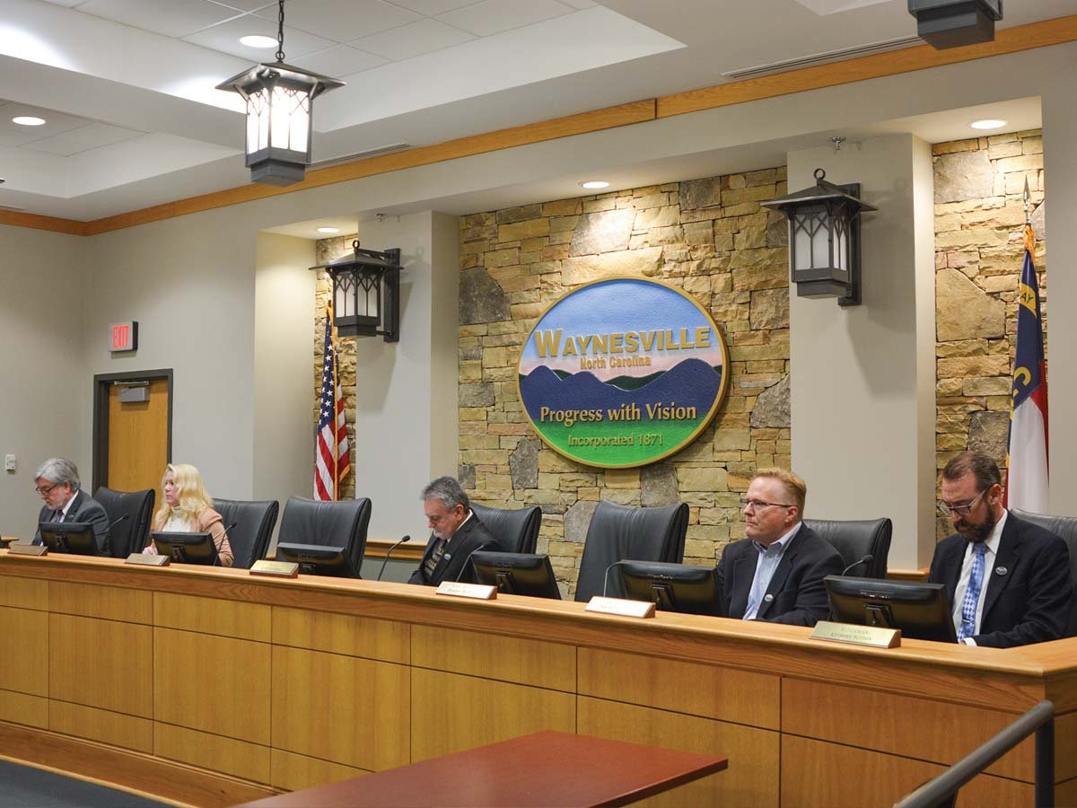 Waynesville’s Board of Aldermen considers the formation of the homeless task force in December, 2019. Cory Vaillancourt photo